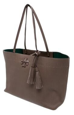 Tory Burch McGraw Granulated Leather Tote Bag - French gray (Excellent Cond)
